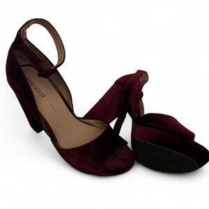 Nine West Deep Red Velvet Heels